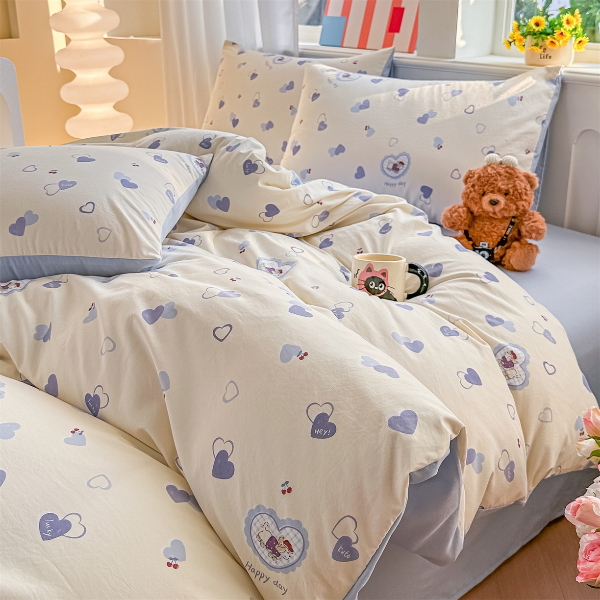 91家纺网 家纺一手货源 找家纺 梦庭帛美 2026新款云朵A类三层纱印花四件套（提供买家秀） 甜心狗