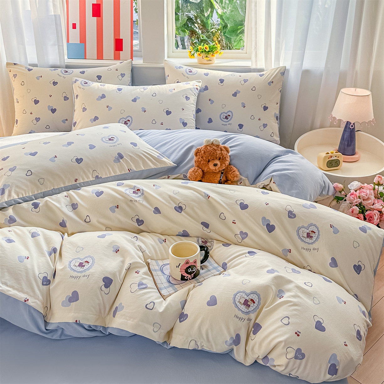 91家纺网 家纺一手货源 找家纺 梦庭帛美 2026新款云朵A类三层纱印花四件套（提供买家秀） 甜心狗