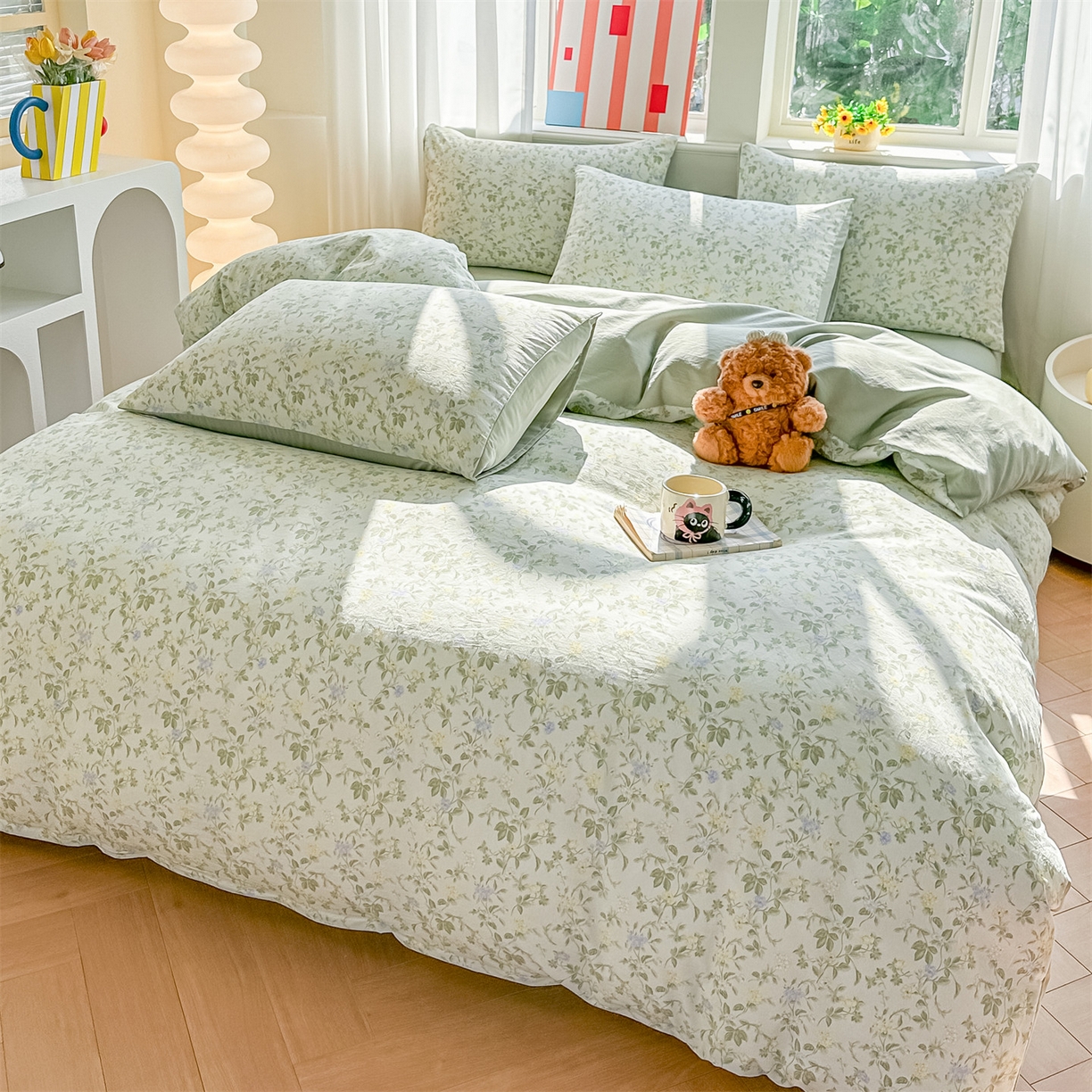 91家纺网 家纺一手货源 找家纺 梦庭帛美 2026新款云朵A类三层纱印花四件套（提供买家秀） 知否咖