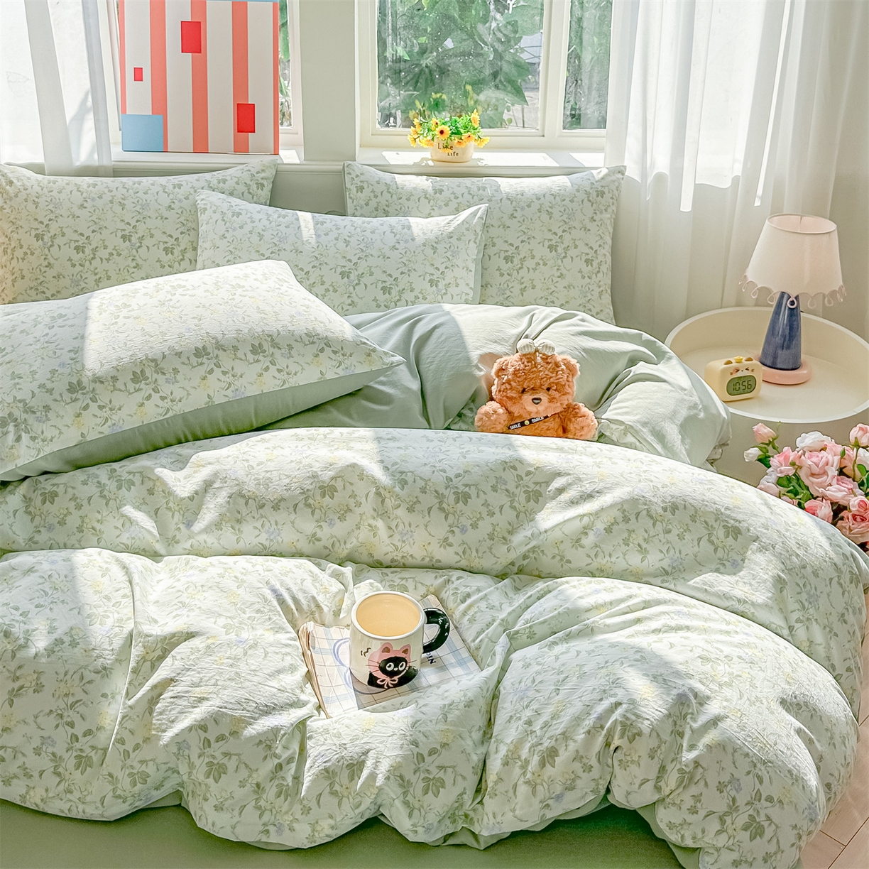 91家纺网 家纺一手货源 找家纺 梦庭帛美 2026新款云朵A类三层纱印花四件套（提供买家秀） 知否咖