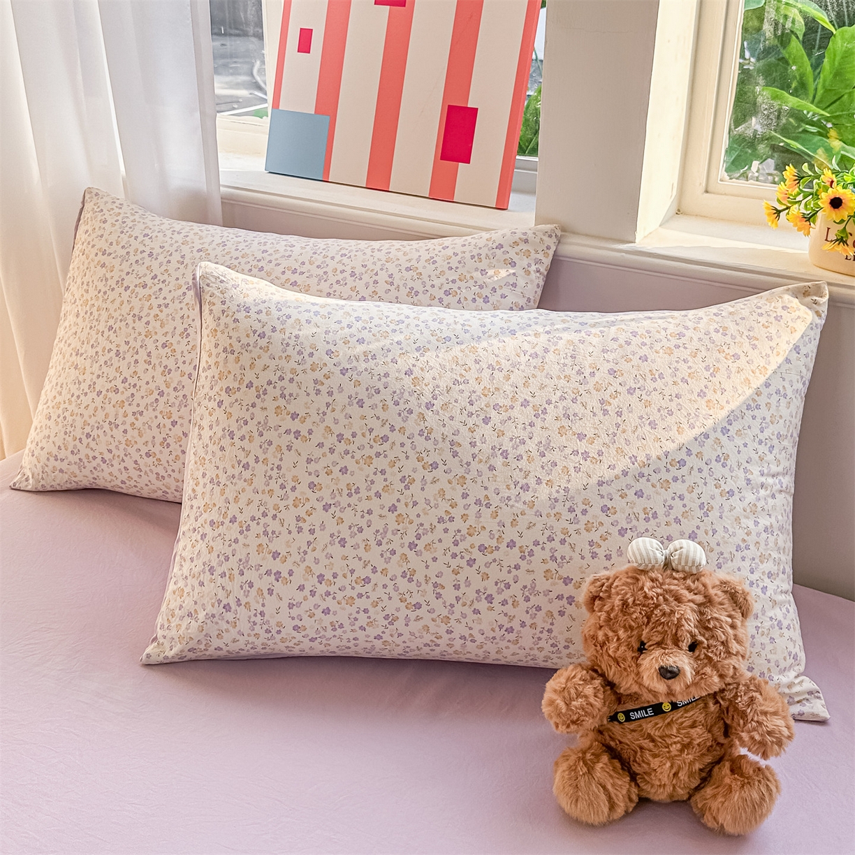 91家纺网 家纺一手货源 找家纺 梦庭帛美 2026新款云朵A类三层纱印花四件套（提供买家秀） 花千朵