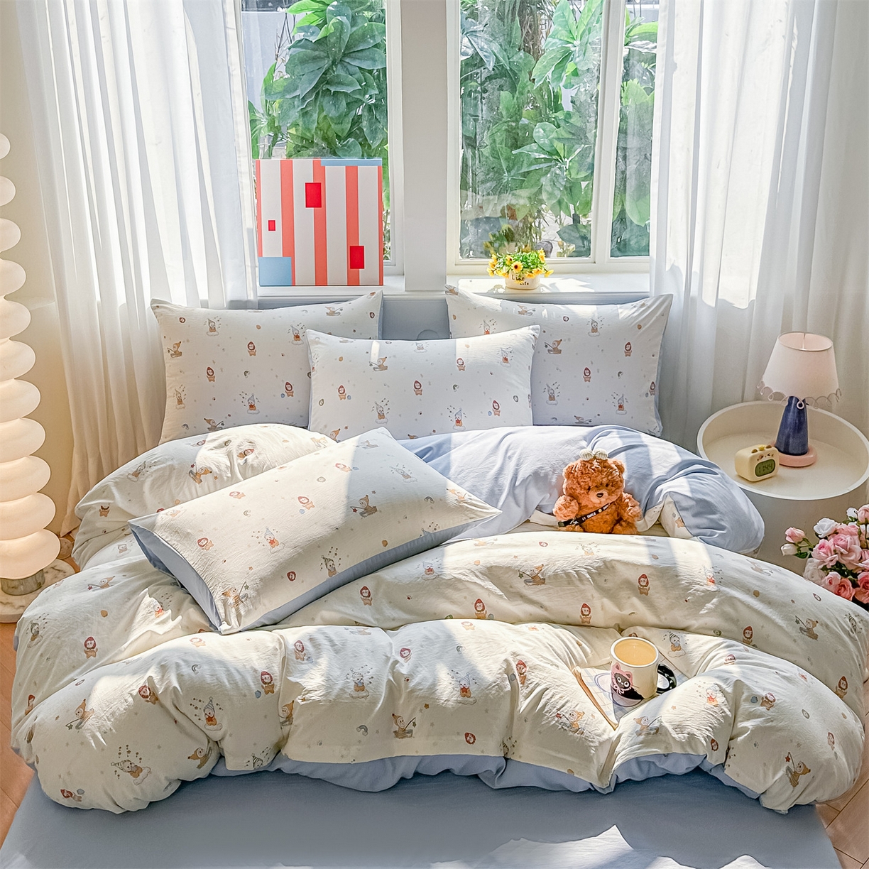 91家纺网 家纺一手货源 找家纺 梦庭帛美 2026新款云朵A类三层纱印花四件套（提供买家秀） 星星人