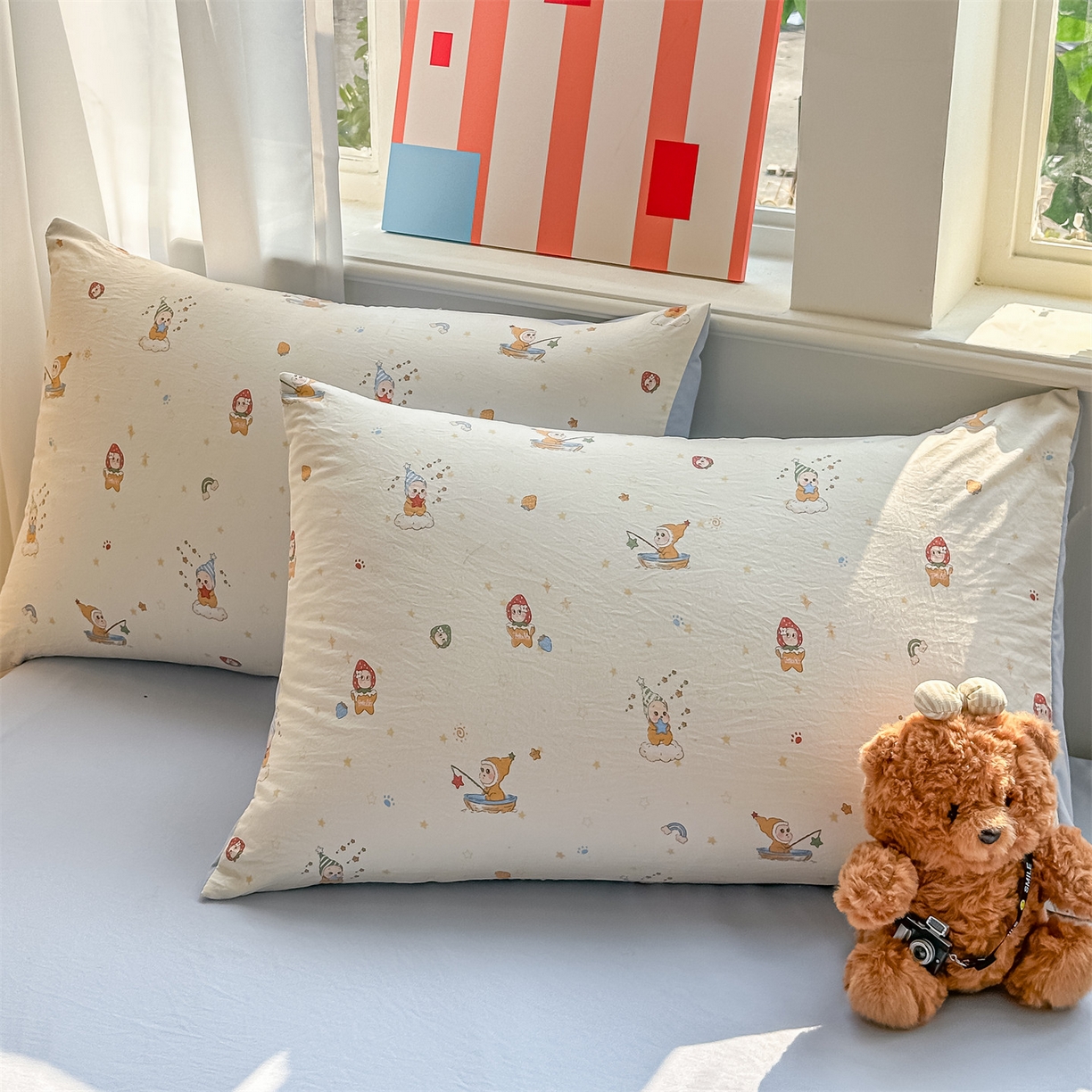 91家纺网 家纺一手货源 找家纺 梦庭帛美 2026新款云朵A类三层纱印花四件套（提供买家秀） 星星人