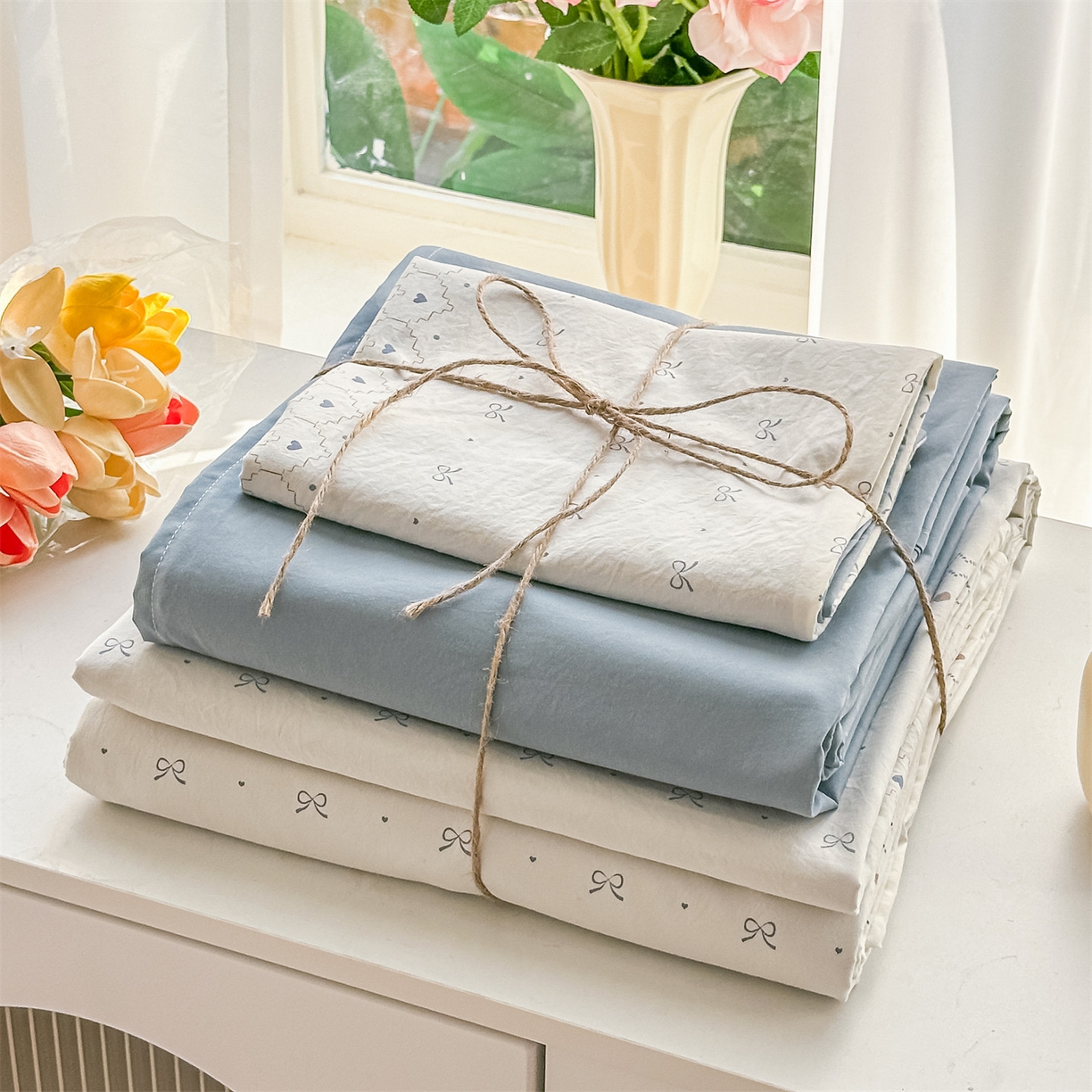 91家纺网 家纺一手货源 找家纺 梦庭帛美 2026新款云朵A类三层纱印花四件套（提供买家秀） 小情调