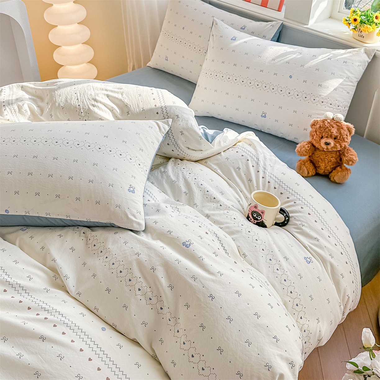 91家纺网 家纺一手货源 找家纺 梦庭帛美 2026新款云朵A类三层纱印花四件套（提供买家秀） 小情调