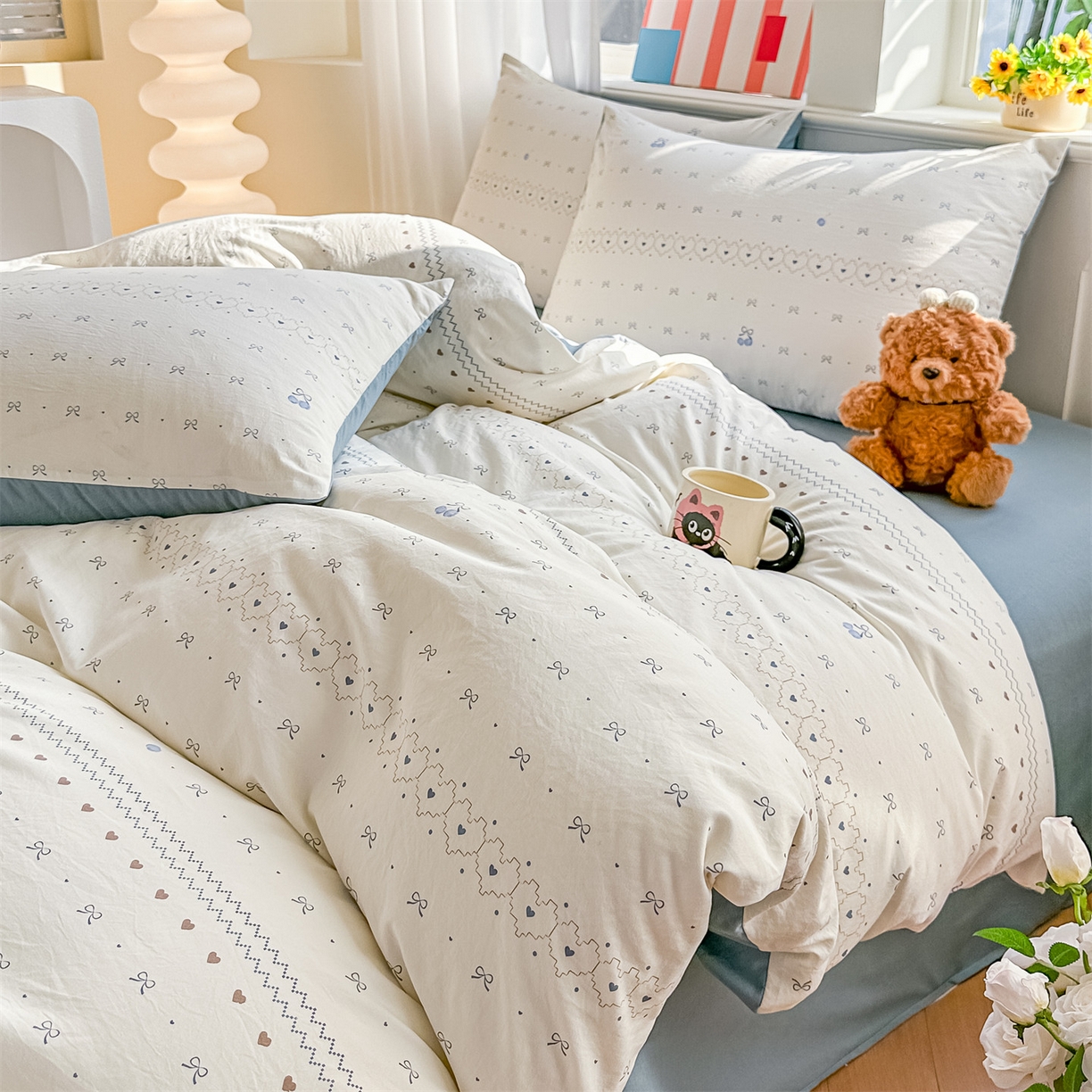 91家纺网 家纺一手货源 找家纺 梦庭帛美 2026新款云朵A类三层纱印花四件套（提供买家秀） 小情调