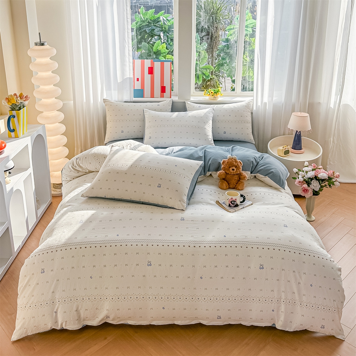 91家纺网 家纺一手货源 找家纺 梦庭帛美 2026新款云朵A类三层纱印花四件套（提供买家秀） 小情调