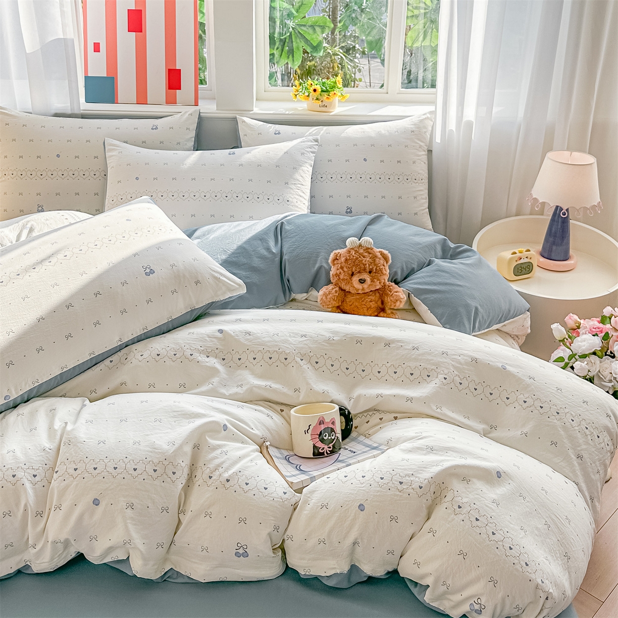 91家纺网 家纺一手货源 找家纺 梦庭帛美 2026新款云朵A类三层纱印花四件套（提供买家秀） 小情调