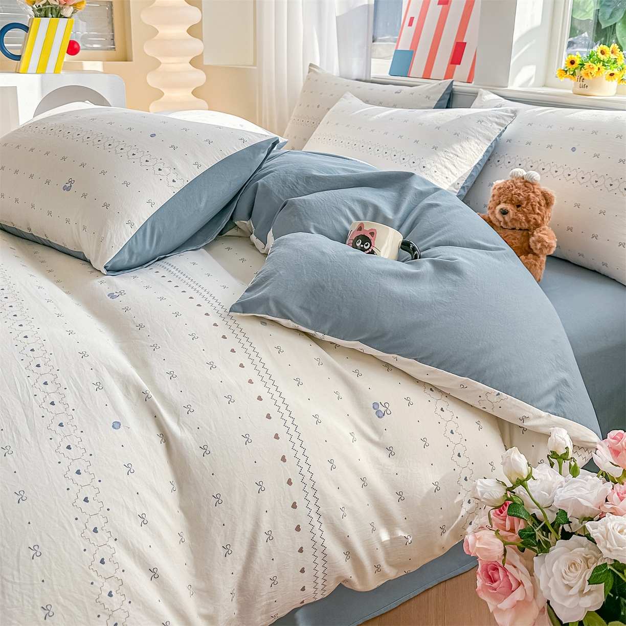 91家纺网 家纺一手货源 找家纺 梦庭帛美 2026新款云朵A类三层纱印花四件套（提供买家秀） 小情调