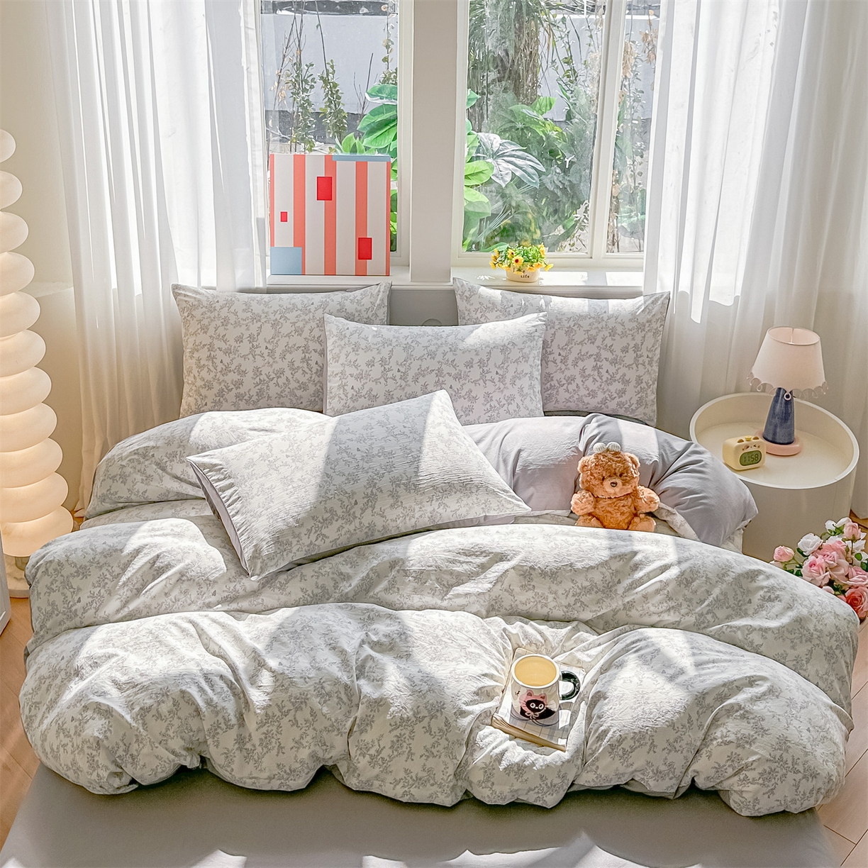 91家纺网 家纺一手货源 找家纺 梦庭帛美 2026新款云朵A类三层纱印花四件套（提供买家秀） 勒叶