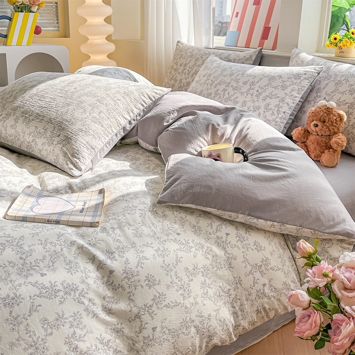 91家纺网 家纺一手货源 找家纺 梦庭帛美 2026新款云朵A类三层纱印花四件套（提供买家秀） 勒叶