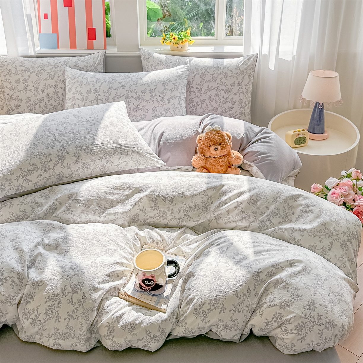 91家纺网 家纺一手货源 找家纺 梦庭帛美 2026新款云朵A类三层纱印花四件套（提供买家秀） 勒叶