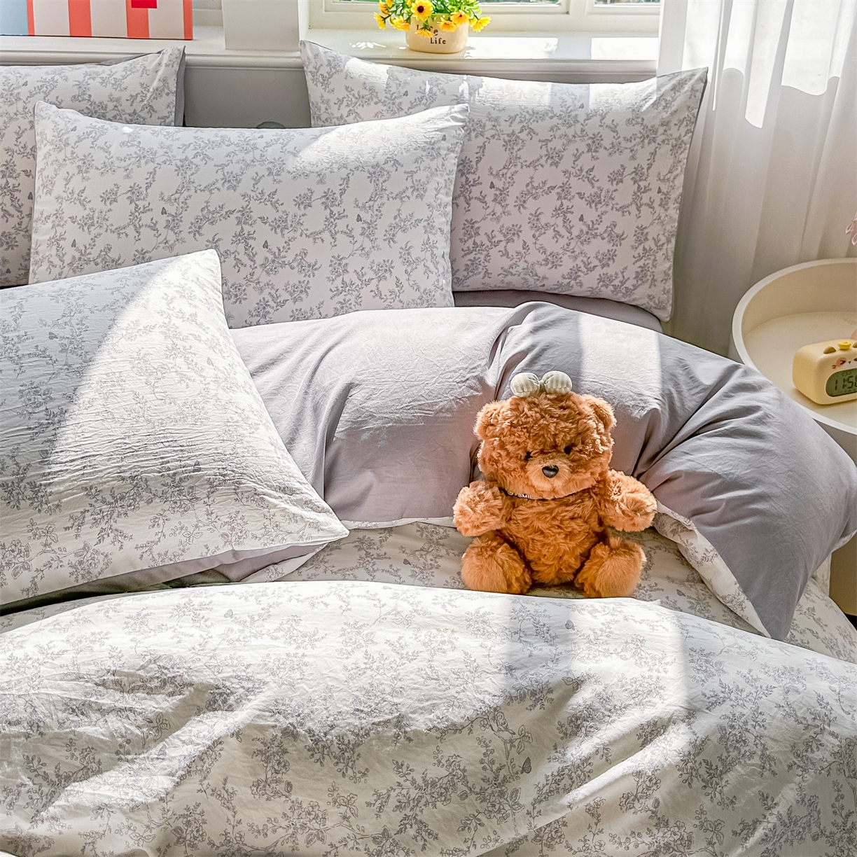 91家纺网 家纺一手货源 找家纺 梦庭帛美 2026新款云朵A类三层纱印花四件套（提供买家秀） 勒叶