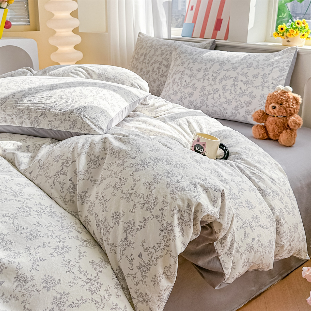 91家纺网 家纺一手货源 找家纺 梦庭帛美 2026新款云朵A类三层纱印花四件套（提供买家秀） 勒叶