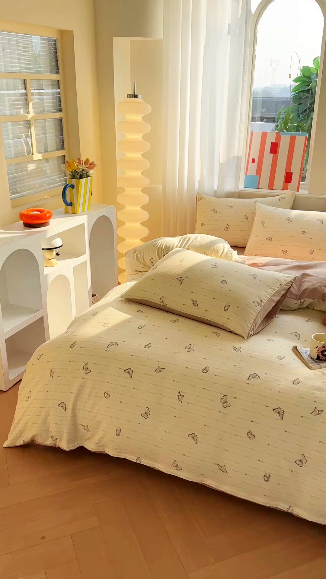 91家纺网 家纺一手货源 找家纺 梦庭帛美 2026新款云朵A类三层纱印花四件套（提供买家秀） 漫花蝶舞