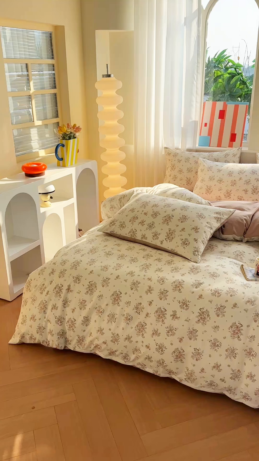 91家纺网 家纺一手货源 找家纺 梦庭帛美 2026新款云朵A类三层纱印花四件套（提供买家秀） 甜桔