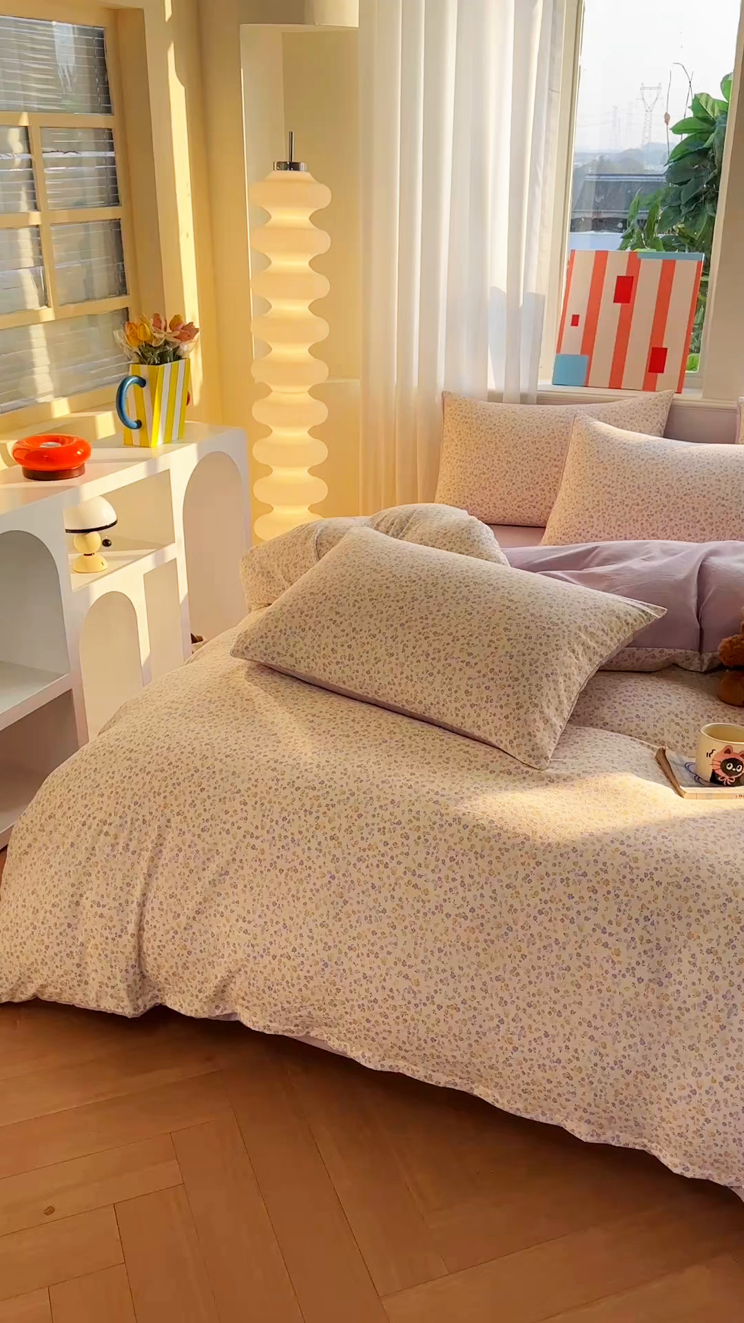 91家纺网 家纺一手货源 找家纺 梦庭帛美 2026新款云朵A类三层纱印花四件套（提供买家秀） 花千朵