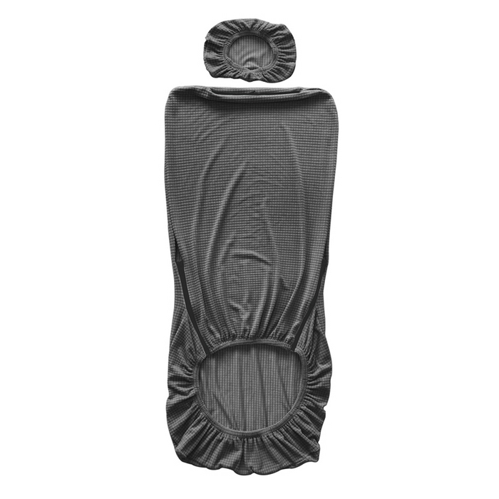 91家纺网 家纺一手货源 找家纺 壹零特色家纺 2025新款弹力玉米粒防水华夫格头枕椅套 豪华办公椅子套 深灰