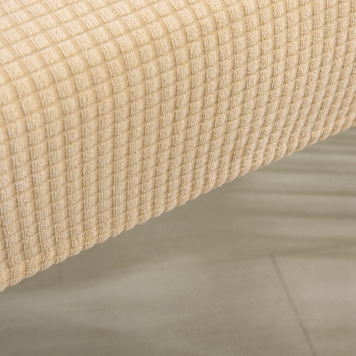 91家纺网 家纺一手货源 找家纺 壹零特色家纺 2025新款弹力玉米粒防水华夫格头枕椅套 豪华办公椅子套 米黄