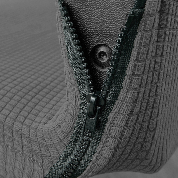 91家纺网 家纺一手货源 找家纺 壹零特色家纺 2025新款弹力玉米粒防水华夫格头枕椅套 豪华办公椅子套 深灰