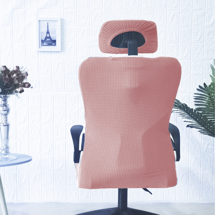 91家纺网 家纺一手货源 找家纺 壹零特色家纺 2025新款弹力玉米粒防水华夫格头枕椅套 豪华办公椅子套 藕粉