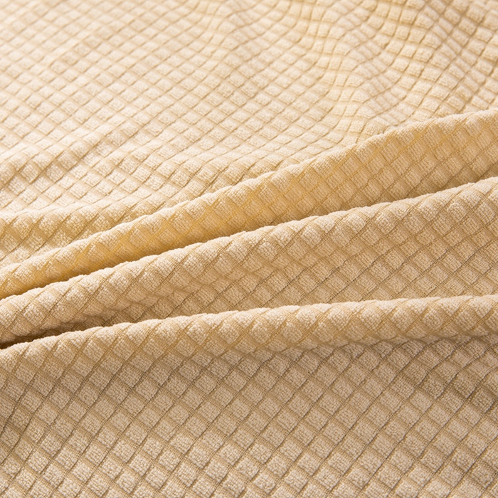 91家纺网 家纺一手货源 找家纺 壹零特色家纺 2025新款弹力玉米粒防水华夫格头枕椅套 豪华办公椅子套 米黄