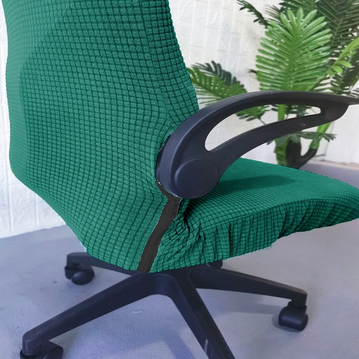 91家纺网 家纺一手货源 找家纺 壹零特色家纺 2025新款弹力玉米粒防水华夫格头枕椅套 豪华办公椅子套 翠绿