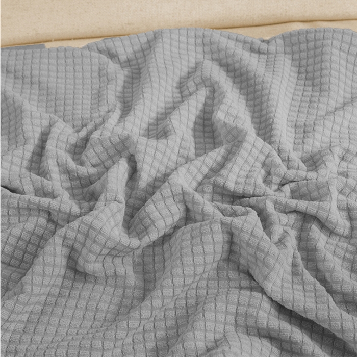 91家纺网 家纺一手货源 找家纺 壹零特色家纺 2025新款弹力玉米粒防水华夫格头枕椅套 豪华办公椅子套 中灰