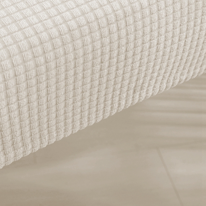 91家纺网 家纺一手货源 找家纺 壹零特色家纺 2025新款弹力玉米粒防水华夫格头枕椅套 豪华办公椅子套 奶白