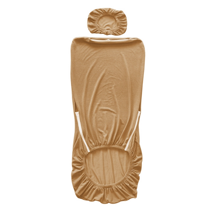 91家纺网 家纺一手货源 找家纺 壹零特色家纺 2025新款弹力玉米粒防水华夫格头枕椅套 豪华办公椅子套 奶茶色