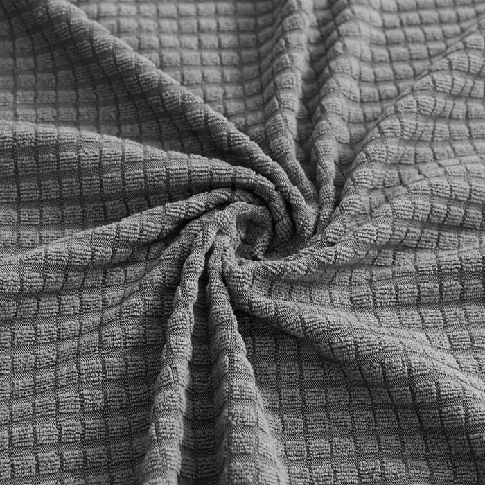 91家纺网 家纺一手货源 找家纺 壹零特色家纺 2025新款弹力玉米粒防水华夫格头枕椅套 豪华办公椅子套 深灰