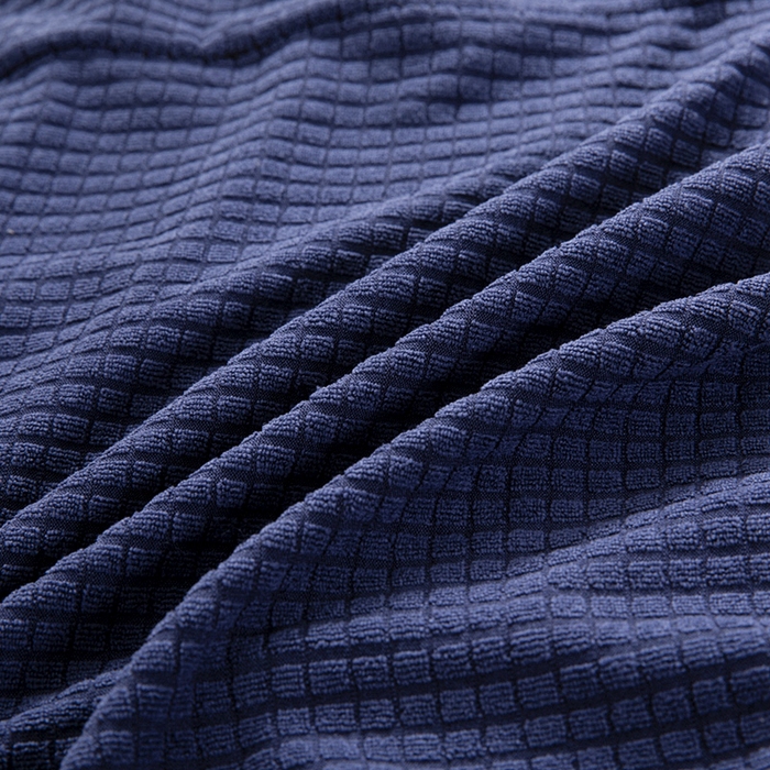 91家纺网 家纺一手货源 找家纺 壹零特色家纺 2025新款弹力玉米粒防水华夫格头枕椅套 豪华办公椅子套 藏青