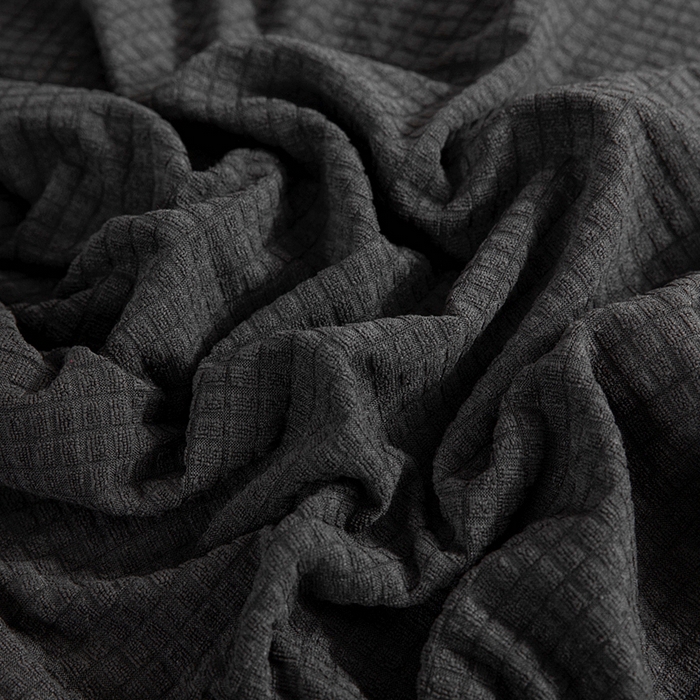 91家纺网 家纺一手货源 找家纺 壹零特色家纺 2025新款弹力玉米粒防水华夫格头枕椅套 豪华办公椅子套 黑色