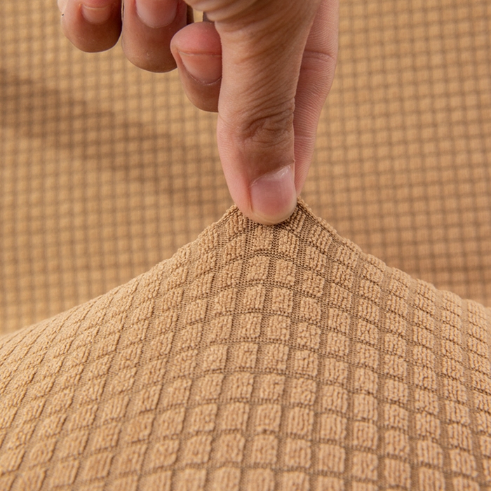 91家纺网 家纺一手货源 找家纺 壹零特色家纺 2025新款弹力玉米粒防水华夫格头枕椅套 豪华办公椅子套 奶茶色