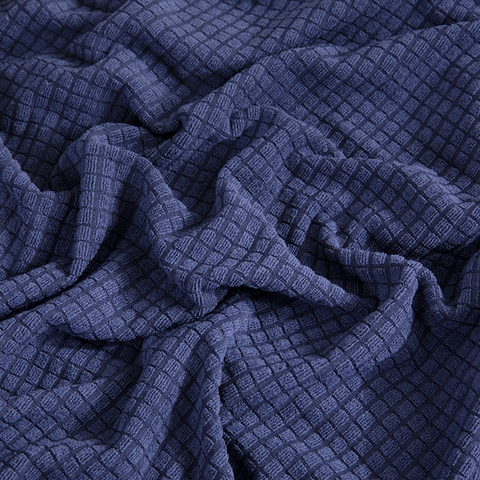 91家纺网 家纺一手货源 找家纺 壹零特色家纺 2025新款弹力玉米粒防水华夫格头枕椅套 豪华办公椅子套 藏青