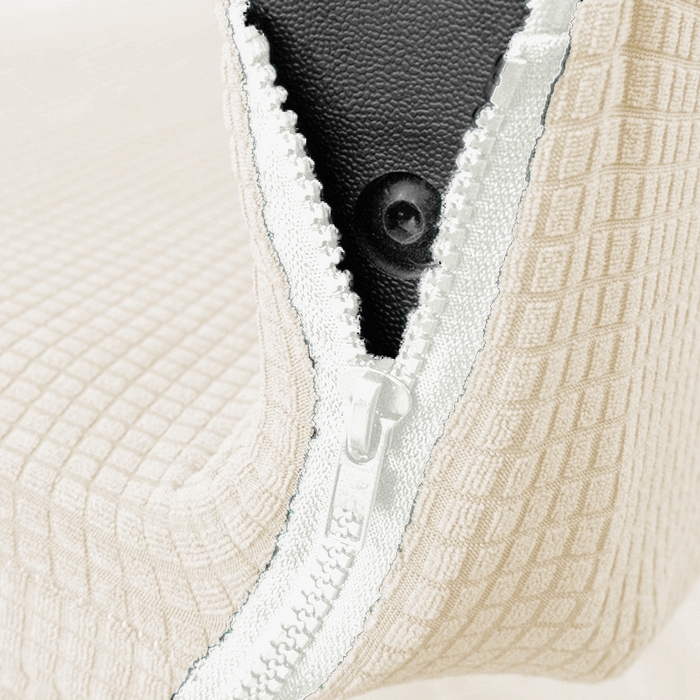 91家纺网 家纺一手货源 找家纺 壹零特色家纺 2025新款弹力玉米粒防水华夫格头枕椅套 豪华办公椅子套 奶白