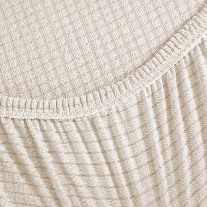 91家纺网 家纺一手货源 找家纺 壹零特色家纺 2025新款弹力玉米粒防水华夫格头枕椅套 豪华办公椅子套 奶白