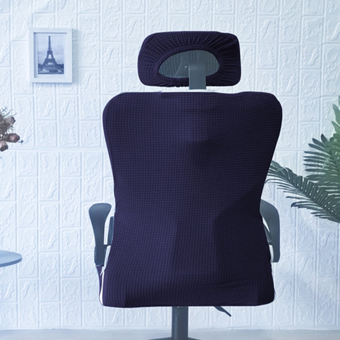 91家纺网 家纺一手货源 找家纺 壹零特色家纺 2025新款弹力玉米粒防水华夫格头枕椅套 豪华办公椅子套 藏青