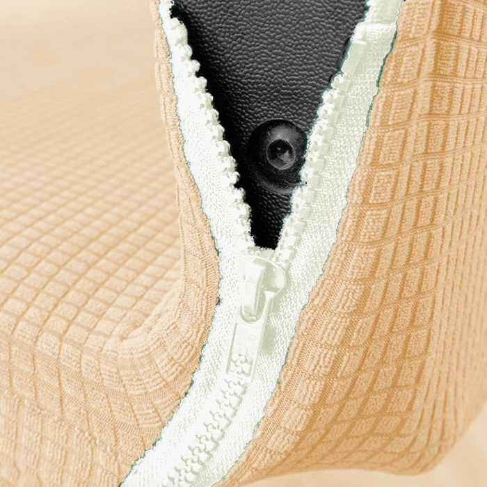 91家纺网 家纺一手货源 找家纺 壹零特色家纺 2025新款弹力玉米粒防水华夫格头枕椅套 豪华办公椅子套 米黄