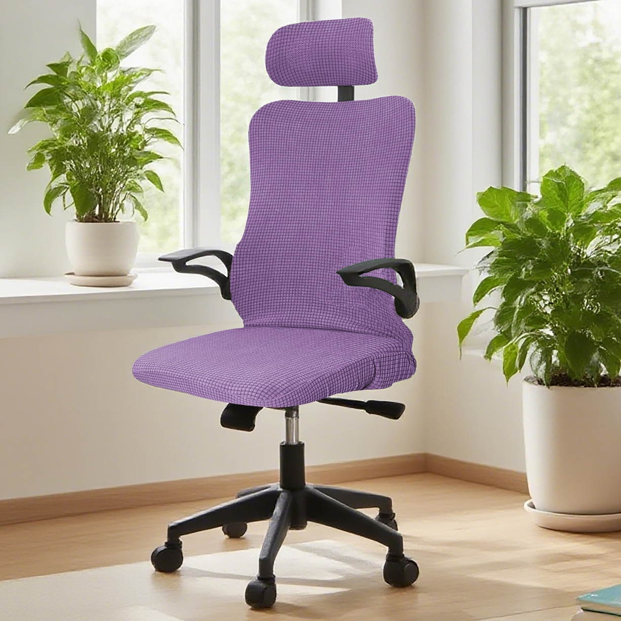 91家纺网 家纺一手货源 找家纺 （总）壹零特色家纺 2025新款弹力玉米粒防水华夫格头枕椅套 豪华办公椅子套