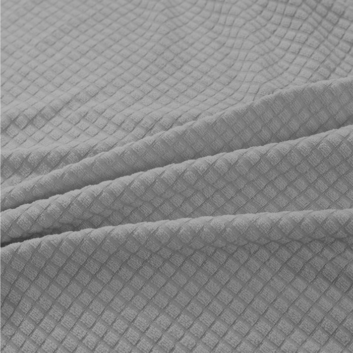 91家纺网 家纺一手货源 找家纺 壹零特色家纺 2025新款弹力玉米粒防水华夫格头枕椅套 豪华办公椅子套 中灰