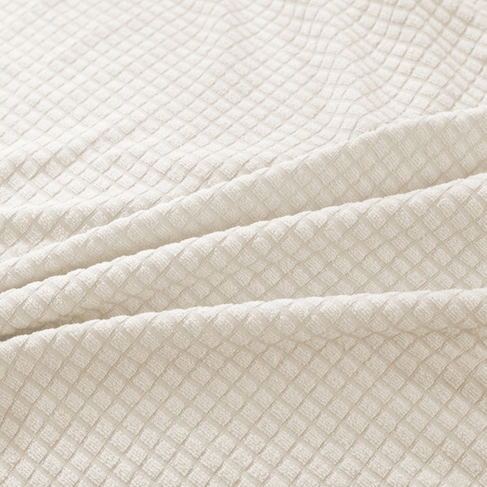 91家纺网 家纺一手货源 找家纺 壹零特色家纺 2025新款弹力玉米粒防水华夫格头枕椅套 豪华办公椅子套 奶白