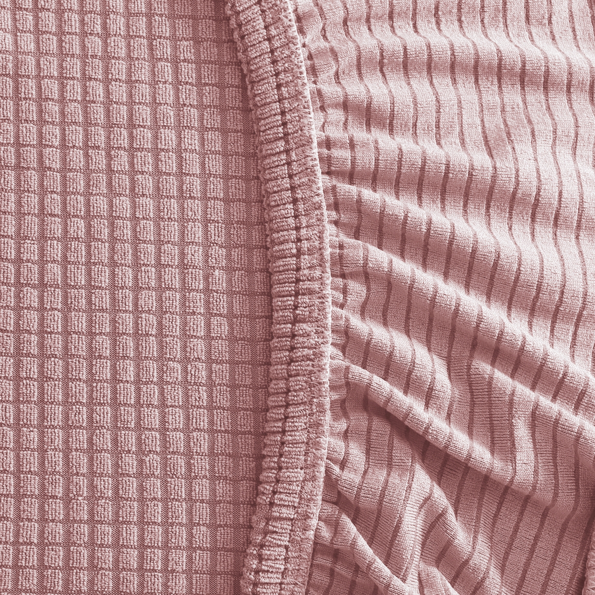 91家纺网 家纺一手货源 找家纺 壹零特色家纺 2025新款弹力玉米粒防水华夫格头枕椅套 豪华办公椅子套 藕粉