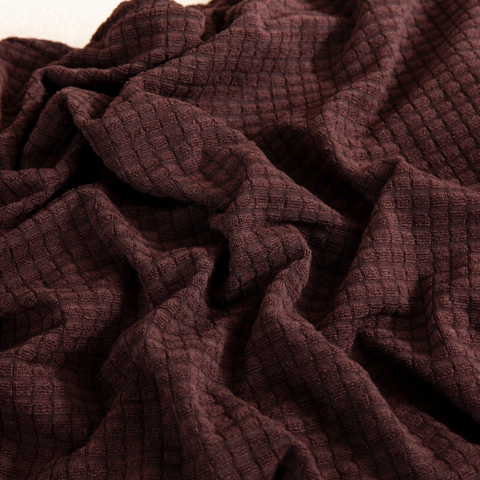 91家纺网 家纺一手货源 找家纺 壹零特色家纺 2025新款弹力玉米粒防水华夫格头枕椅套 豪华办公椅子套 褐色