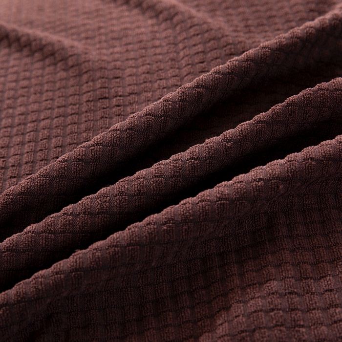 91家纺网 家纺一手货源 找家纺 壹零特色家纺 2025新款弹力玉米粒防水华夫格头枕椅套 豪华办公椅子套 褐色