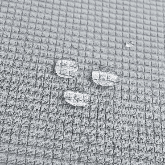 91家纺网 家纺一手货源 找家纺 壹零特色家纺 2025新款弹力玉米粒防水华夫格头枕椅套 豪华办公椅子套 浅灰