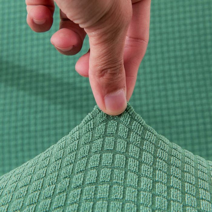 91家纺网 家纺一手货源 找家纺 壹零特色家纺 2025新款弹力玉米粒防水华夫格头枕椅套 豪华办公椅子套 军绿