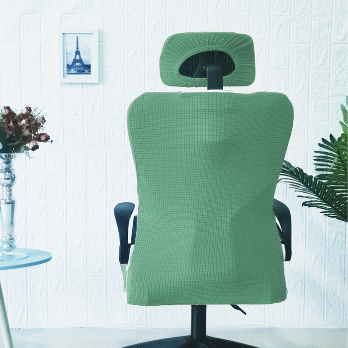 91家纺网 家纺一手货源 找家纺 壹零特色家纺 2025新款弹力玉米粒防水华夫格头枕椅套 豪华办公椅子套 军绿