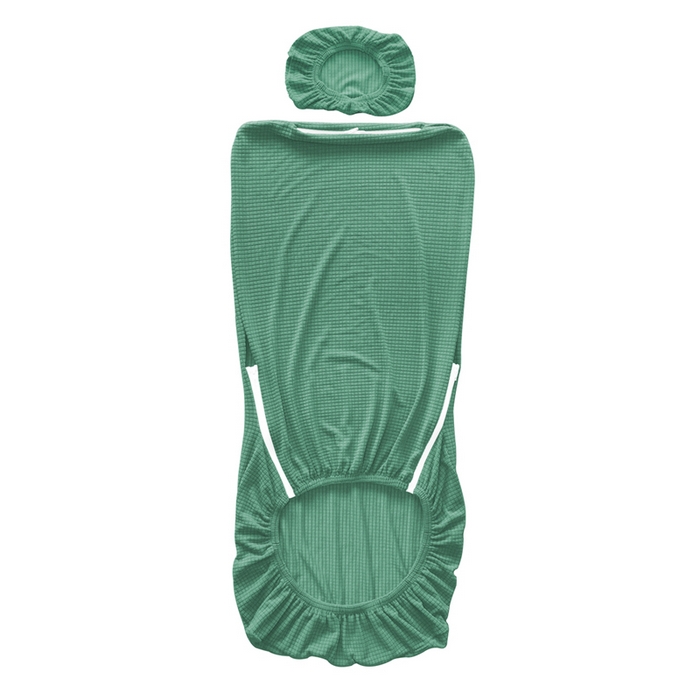 91家纺网 家纺一手货源 找家纺 壹零特色家纺 2025新款弹力玉米粒防水华夫格头枕椅套 豪华办公椅子套 军绿