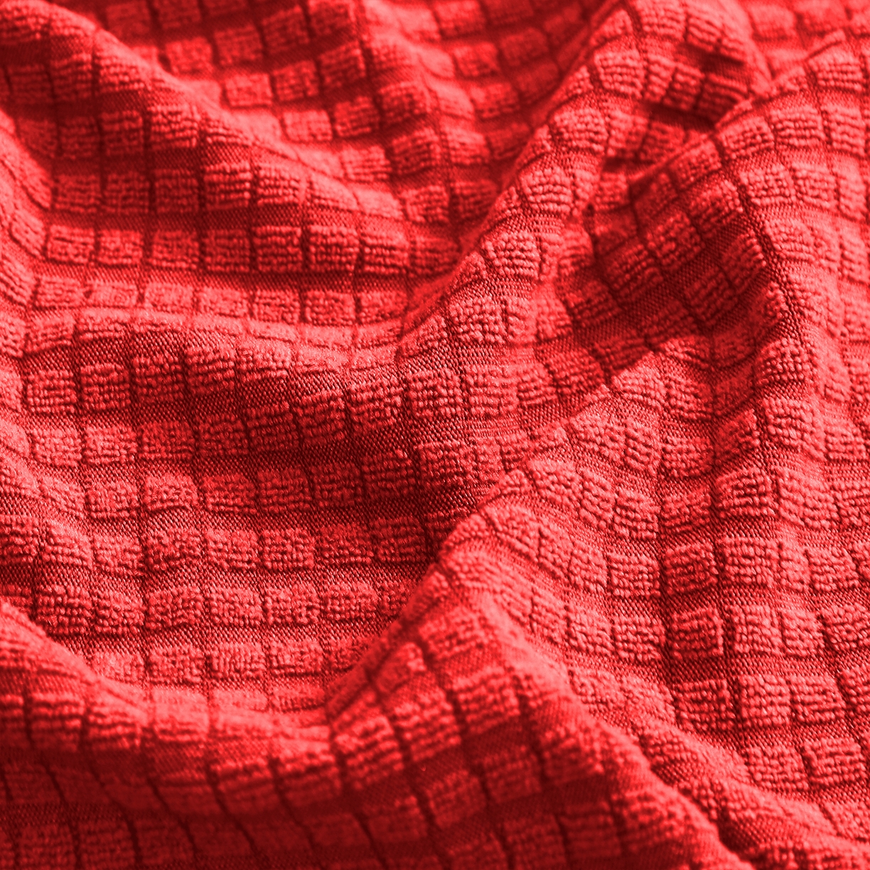 91家纺网 家纺一手货源 找家纺 壹零特色家纺 2025新款弹力玉米粒防水华夫格头枕椅套 豪华办公椅子套 正红